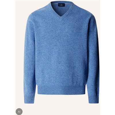 Hackett London Pullover Lambswool V Neck blau