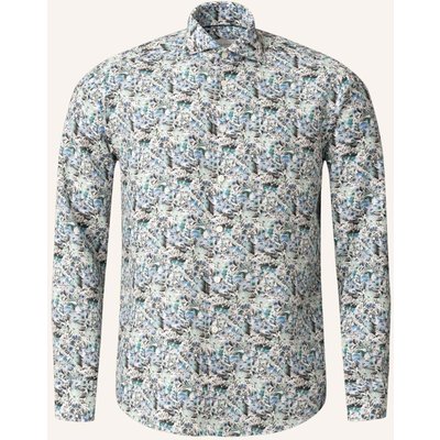 Eton Leinenhemd Mit Mosaikblütenmuster Slim Fit blau