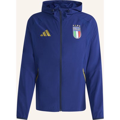 Adidas Italien Tiro Travel Windbreaker, Durchgehender Reissverschluss blau