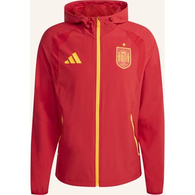 Adidas Spanien Tiro Travel Windbreaker, Durchgehender Reissverschluss rot