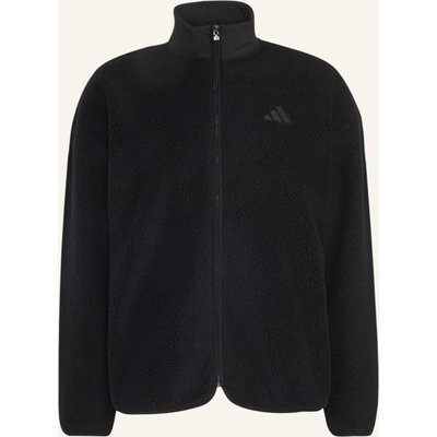 Adidas City Tech 3-Streifen Fleecejacke, Durchgehender Reissverschluss schwarz