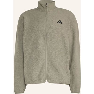 Adidas City Tech 3-Streifen Fleecejacke, Durchgehender Reissverschluss gruen