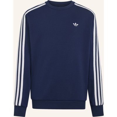 Adidas Originals Lockeres 3-Streifen Rundhals-Sweatshirt blau