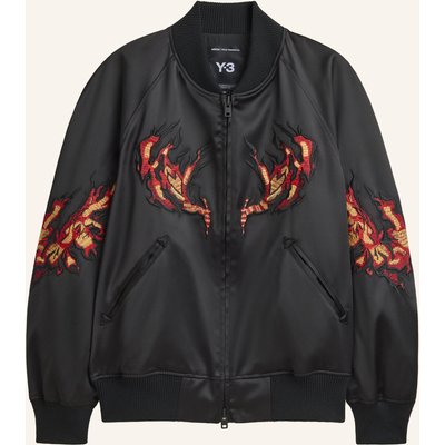 Y-3 Y-3 Embroidered Graphic Satin Souvenir Jacket schwarz