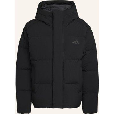 Adidas Helionic Puffer Jacke Kapuze schwarz