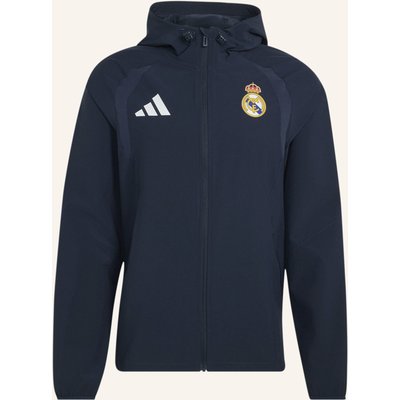 Adidas Real Madrid Tiro Travel Windbreaker, Durchgehender Reissverschluss blau