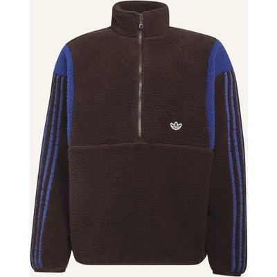Adidas Originals Winter Club Pullover, Teddyfleece, Reissverschluss Bis Zur Brust braun