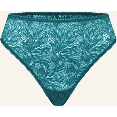 Erlich Textil Iconic Lace High Waist Brazil String Aus Spitze - Florales Motiv blau