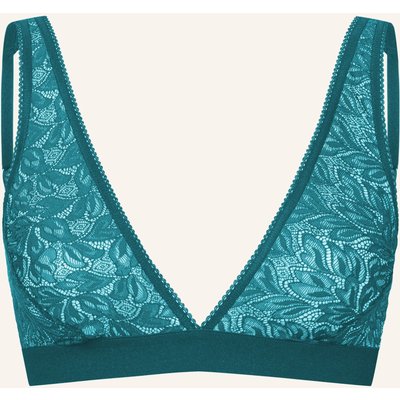 Erlich Textil Iconic Lace Bügelloser Plunge Bh Große Cups Mittlerer Halt Aus Spitze - Verstellbare Träger blau