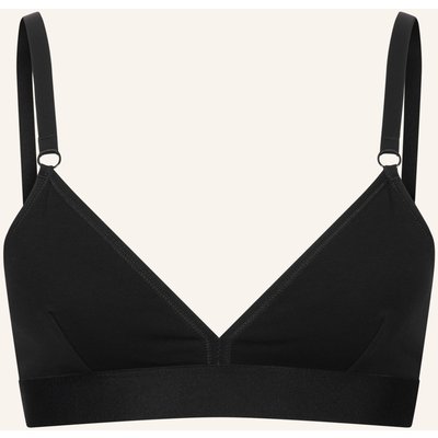 Erlich Textil Casual Cotton Triangel Bralette Bügellos Aus Bio-Baumwolle - Verstellbare Träger schwarz