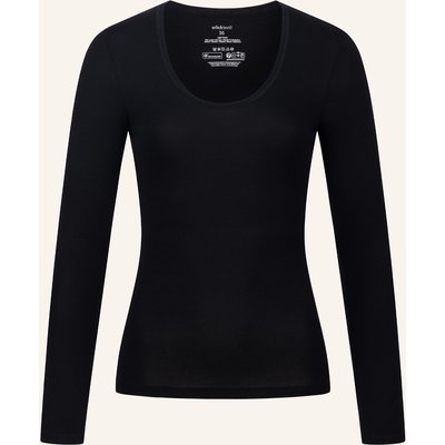 Erlich Textil Light Touch Tiefausgeschnittenes Langarmshirt Aus Lyocell - Seidig Weich schwarz