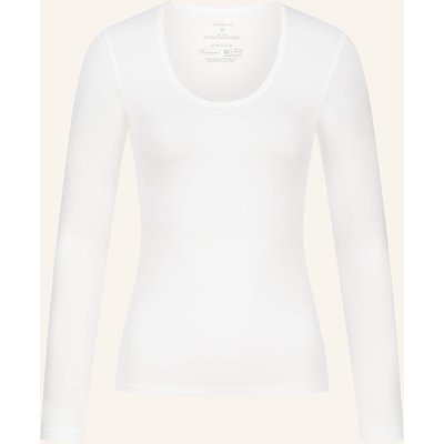Erlich Textil Light Touch Tiefausgeschnittenes Langarmshirt Aus Lyocell - Seidig Weich weiss