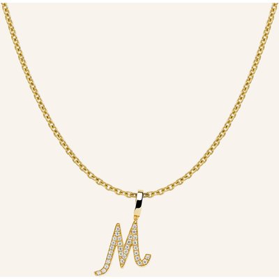 Cada Kette Tiny Diamond Letter M gold