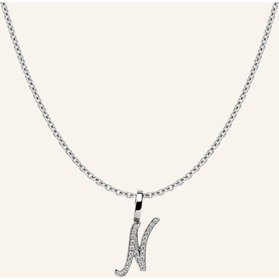 Cada Kette Tiny Diamond Letter N silber