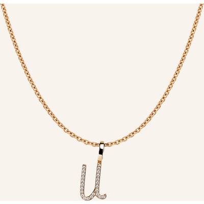 Cada Kette Tiny Diamond Letter U rosegold