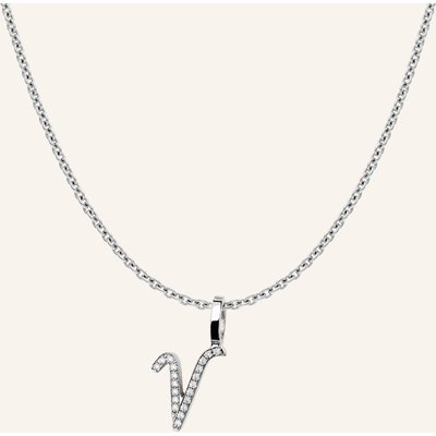 Cada Kette Tiny Diamond Letter V silber