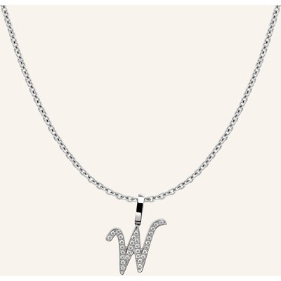 Cada Kette Tiny Diamond Letter W silber