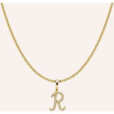 Cada Kette Tiny Diamond Letter R gold