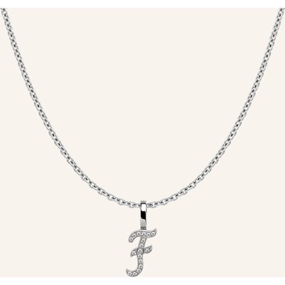 Cada Kette Tiny Diamond Letter F silber