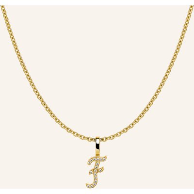 Cada Kette Tiny Diamond Letter F gold