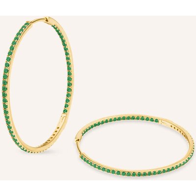 Veynou Creolen Cleo Big Smaragd Aus 14 Karat Gelbgold Und 1,60ct. Smaragden gold