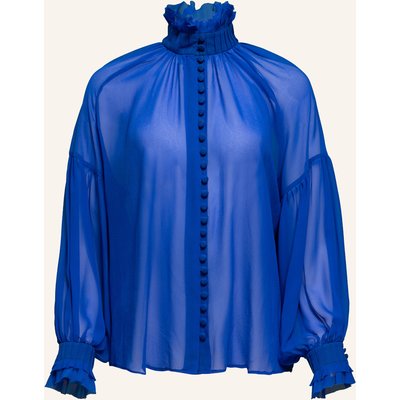 Helene Galwas Langarm Bluse Aus Chiffonseide Babett blau