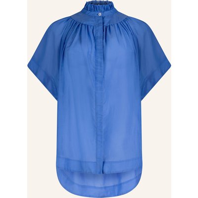 Helene Galwas Bluse Aus Baumwoll-Seiden Mischung Idis blau