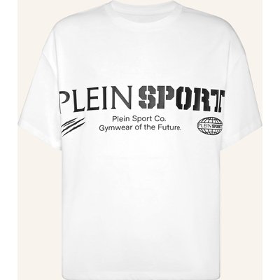 Plein Sport Kurzarm-Rundhals-T-Shirt Logo weiss