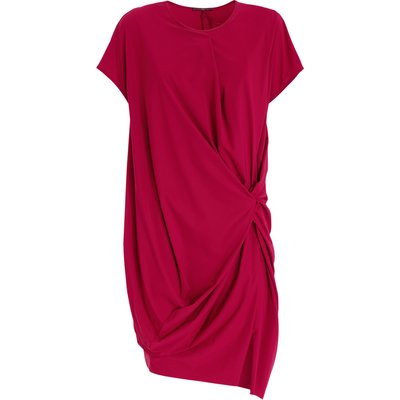 High Kleid Delighful - Runder Ausschnitt. Kurze Flügelärmel. Seitliche Schleife rot