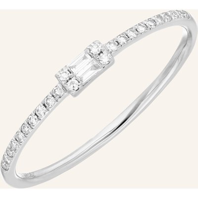 Leaf Ring Tiny Baquette Aus 14 Karat Weißgold Mit Diamanten silber