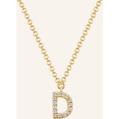 Leaf Initialien Halskette „D“ Aus 14 Karat Gelbgold Mit Diamanten gold