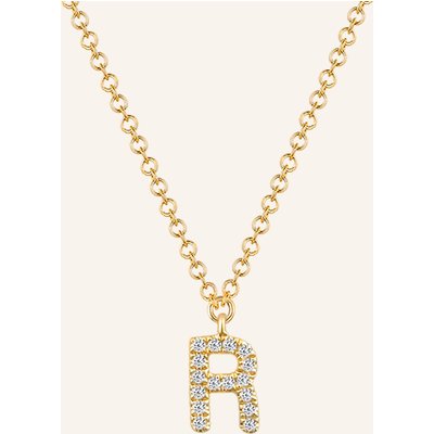 Leaf Initialien Halskette „R“ Aus 14 Karat Gelbgold Mit Diamanten gold