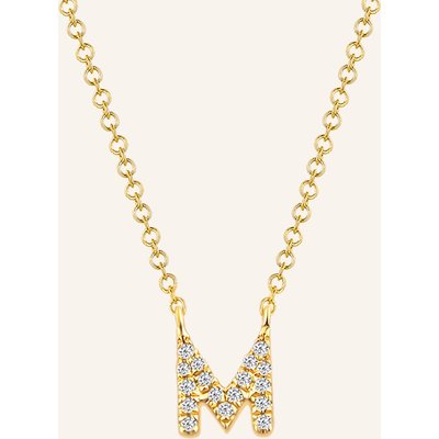 Leaf Initialien Halskette „M“ Aus 14 Karat Gelbgold Mit Diamanten gold