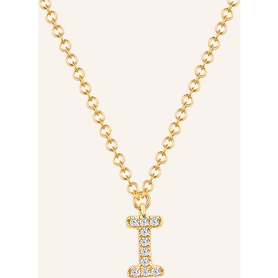 Leaf Initialien Halskette „I“ Aus 14 Karat Gelbgold Mit Diamanten gold
