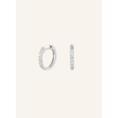 Leaf Creolen Circle Big Aus 18 Karat Weißgold Mit Diamanten silber