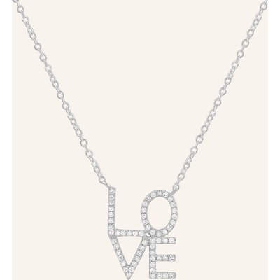 Leaf Halskette Love Aus 18 Karat Weißgold Mit Diamanten silber