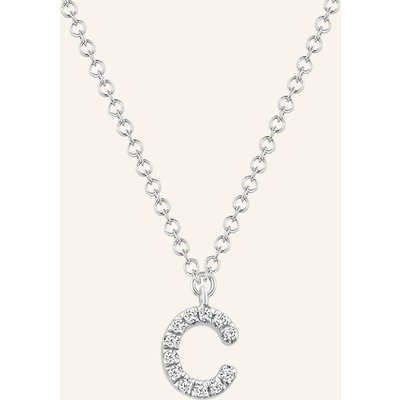 Leaf Initialien Halskette „C“ Aus 14 Karat Weißgold Mit Diamanten silber