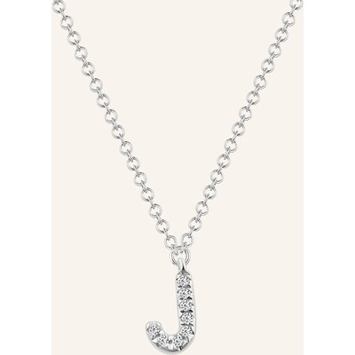 Leaf Initialien Halskette „J“ Aus 14 Karat Weißgold Mit Diamanten silber