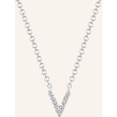 Leaf Initialien Halskette „V“ Aus 14 Karat Weißgold Mit Diamanten silber