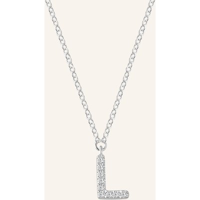 Leaf Initialien Halskette „L“ Aus 14 Karat Weißgold Mit Diamanten silber