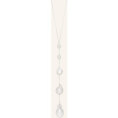 Leaf Halskette Barock Perls Aus 14 Karat Weißgold silber