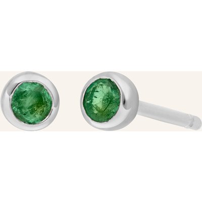 Leaf Ohrstecker Smaragd Aus 14 Karat Weißgold silber