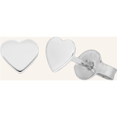 Leaf Ohrstecker Herz Aus 14 Karat Weißgold silber