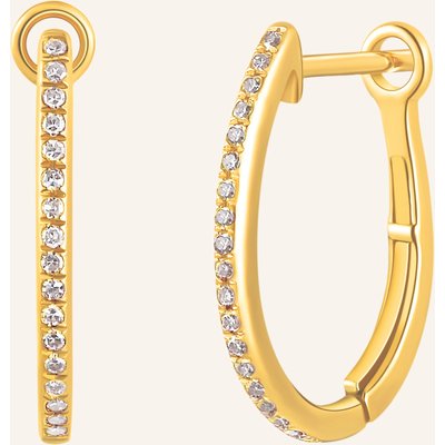 Leaf Creolen Oval S Aus 18 Karat Gelbgold Mit Diamanten gold