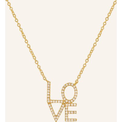 Leaf Halskette Love Aus 18 Karat Gelbgold Mit Diamanten gold