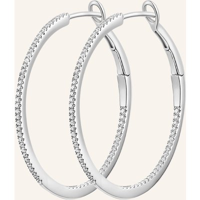 Leaf Creolen Circle M Aus 18 Karat Weißgold Mit Diamanten silber