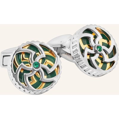 Tateossian Rotating Trinity Manschettenknöpfe In Green Emaille With Swarovski Crystals gruen