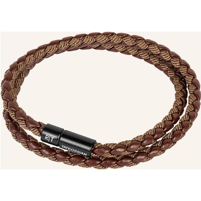 Tateossian Armband Aus Öko-Leder Mit Aluminiumverschluss braun