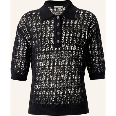 Pinxit Leinen-Poloshirt schwarz