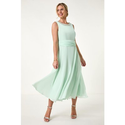 Trim Detail Ruched Midi Dress Trim Detail Ruched Midi Dress